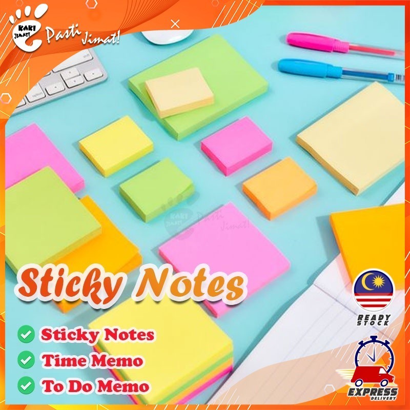 Kaki Jimat Sticky Note 100 Sheets Memo Stick on Notes Nota Tanda Office ...