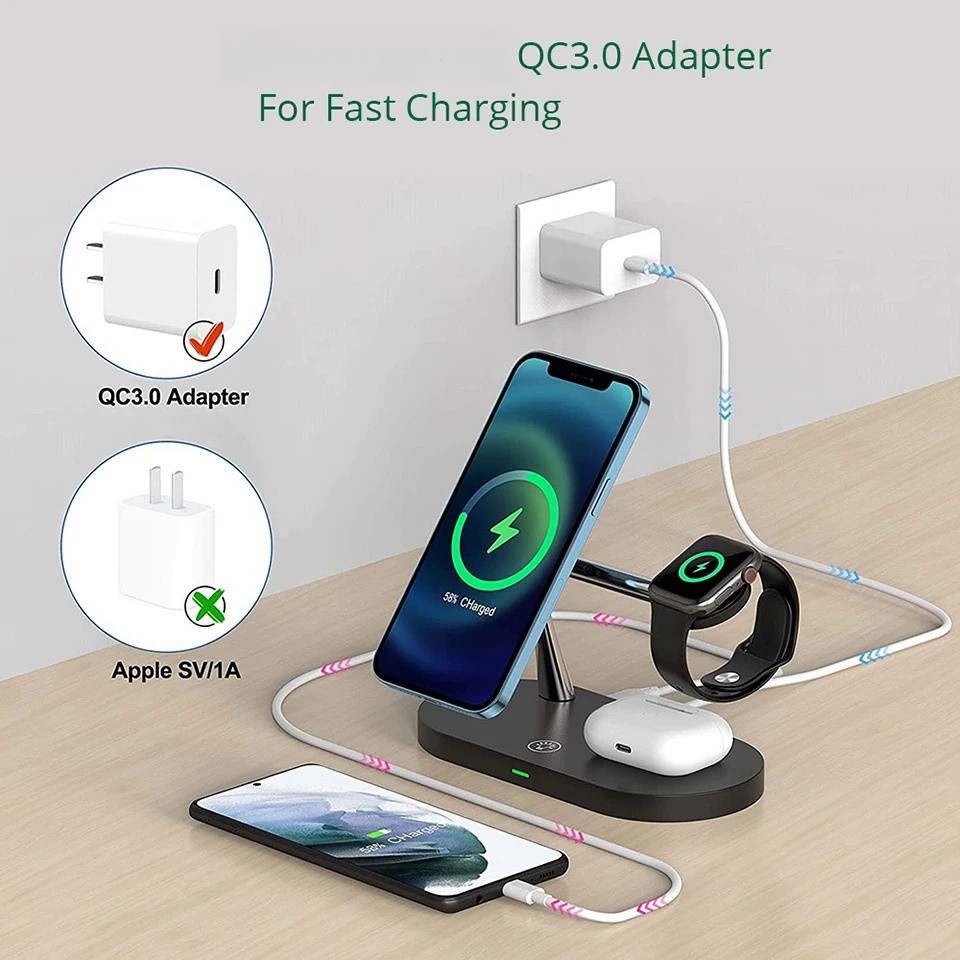 3 in 1 Wireless Charger Stand for IPhone 15 14 13 12 Pro Max Airpods ...