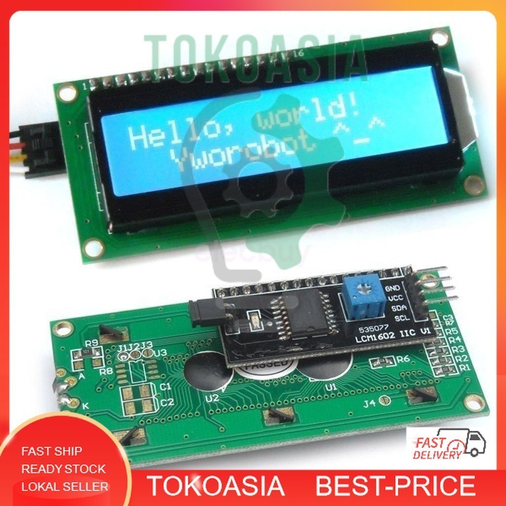 LCD 1602 I2C IIC TWI Serial Blue Backlight LCD Module shield 16 x 02 ...