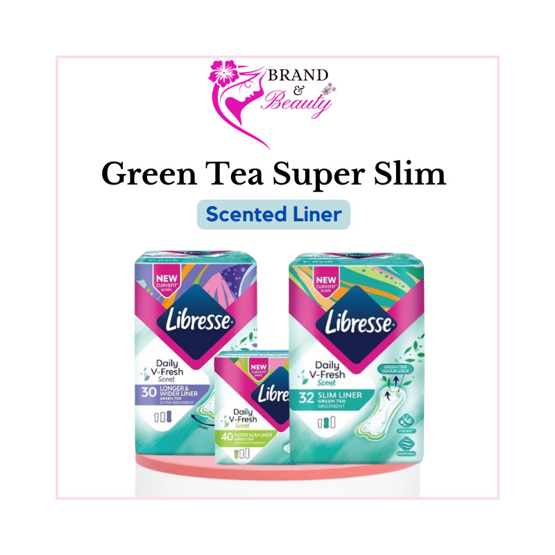 Libresse Slim Liner Green Tea Longer & Wider (30s) I Slim Liner (32s) I
