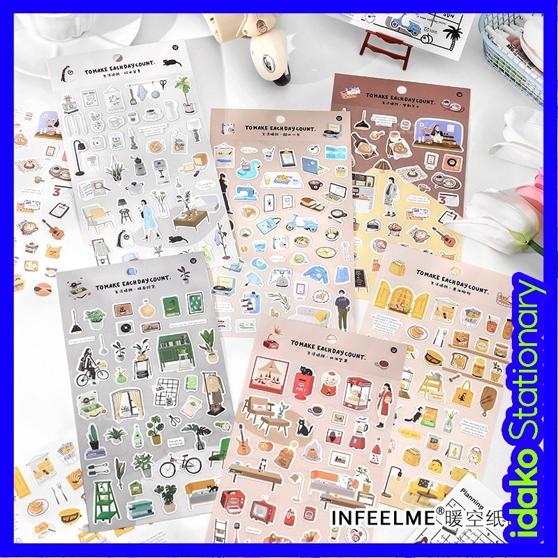 Life Sunny Series Adhesive Stickers Daily Objects Handbook Decoration ...