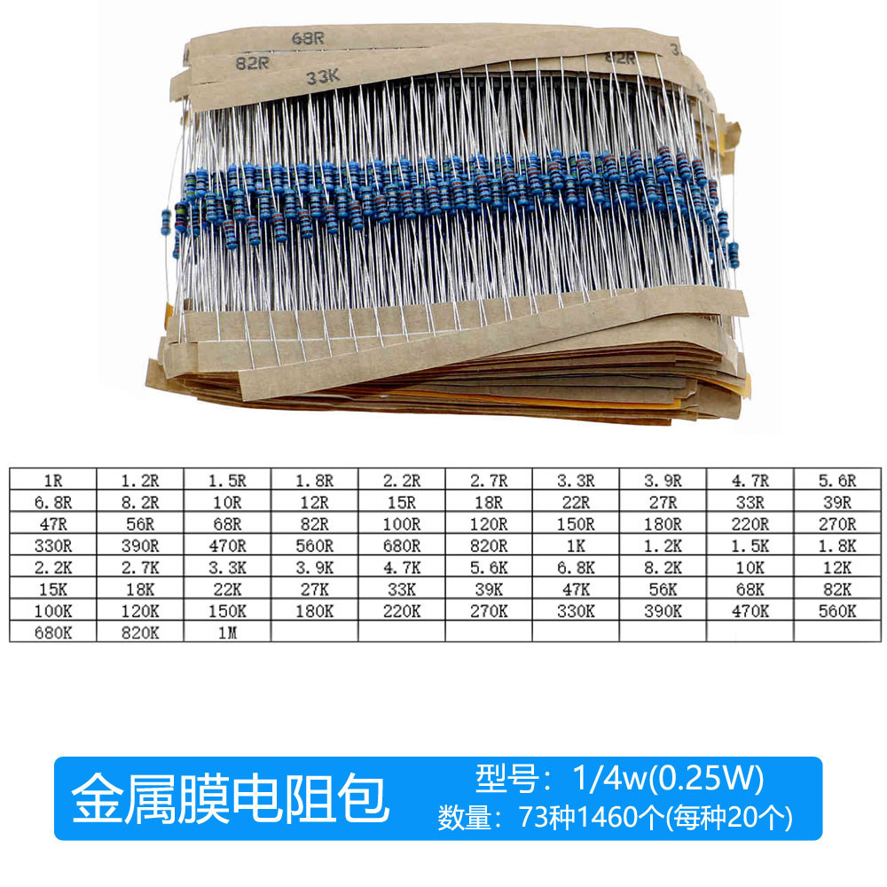 1460 Pieces 73 Types Resistance Values Each Type 20 Pieces 1/4W Metal ...