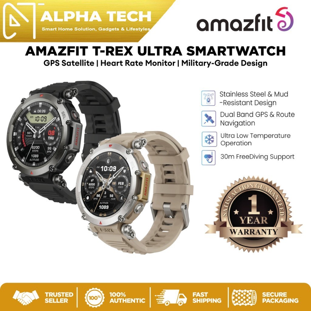 Amazfit TRex Ultra Smartwatch GPS Satellite, MilitaryGrade Design