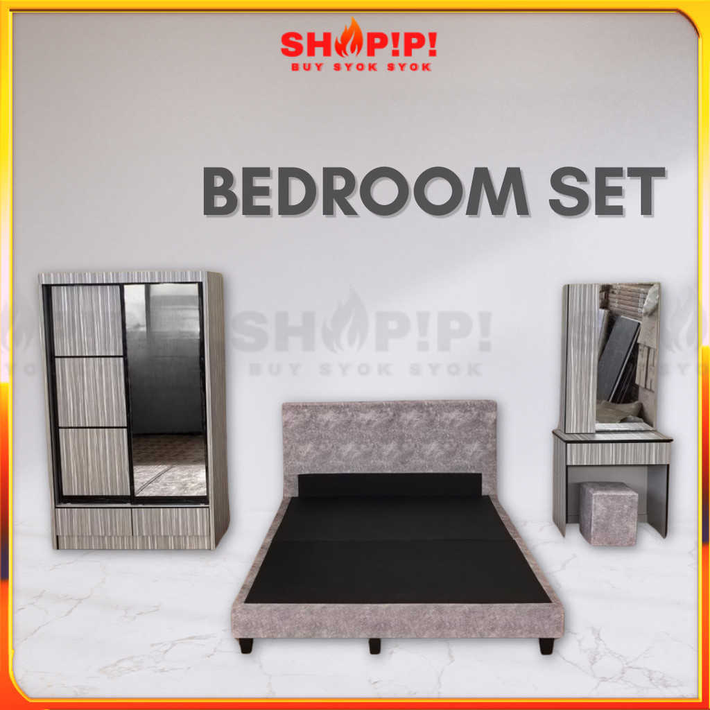 (Free Installation) Shopipi Bedroom Set Queen Size Divan Bed Wardrobe ...