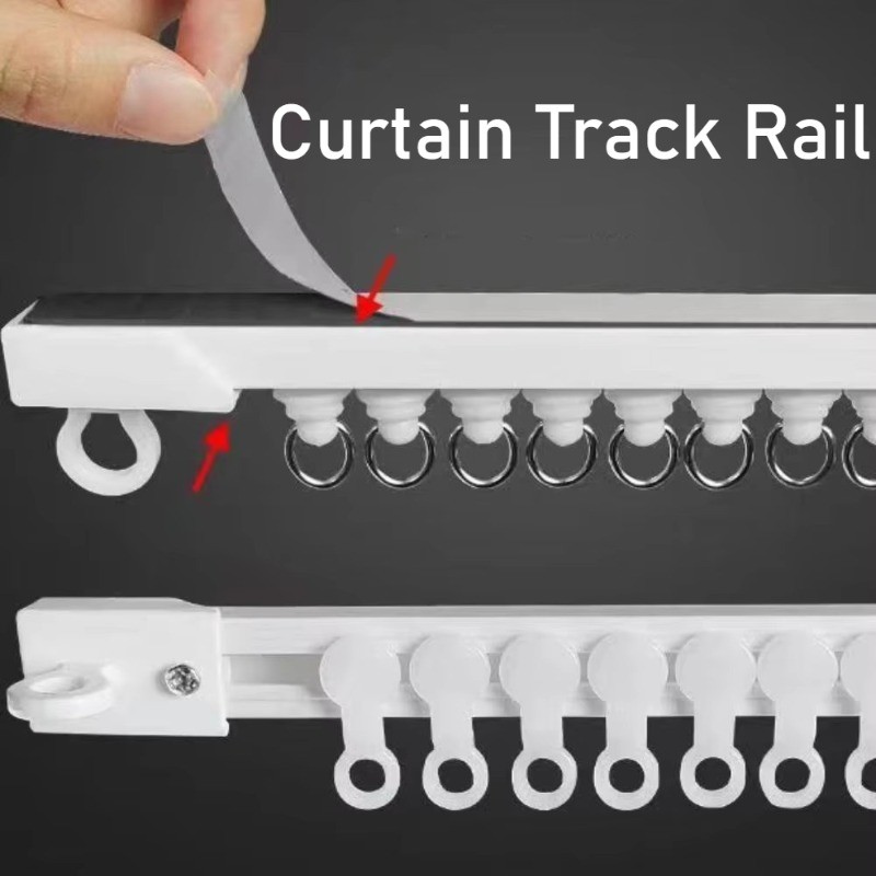 Self Adhesive Curtain Track Ceiling Or Wall Mount Nano Silent Curtain ...