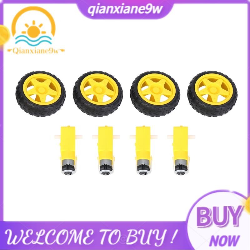 4 Pcs For Arduino Smart Car Robot Plastic Tire Wheel with DC 3-6V Gear ...