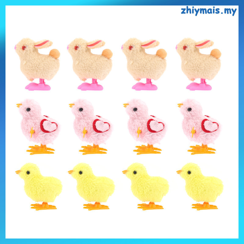 12 Pcs Stuffed Toy Rabbit Toys Easter Animals Clockwork Wind Up Plush ...