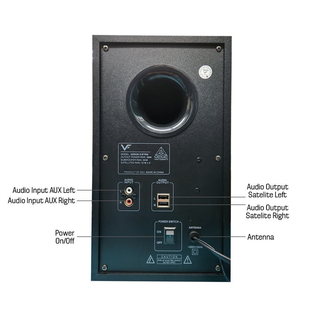 Vinnfier VF XENON 8 BTRM TV & PC Extra Bass 2.1 bluetooth speaker FM ...