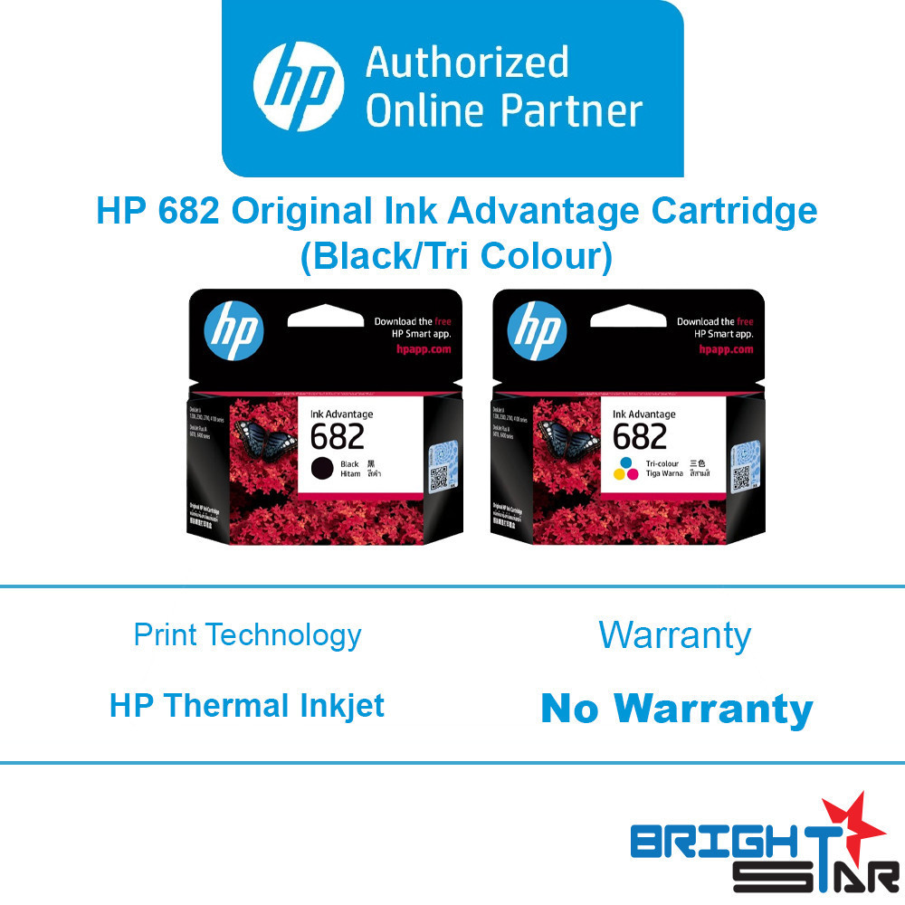 HP 682 Original Ink Advantage Cartridge (Black/Tri Colour) | Shopee ...