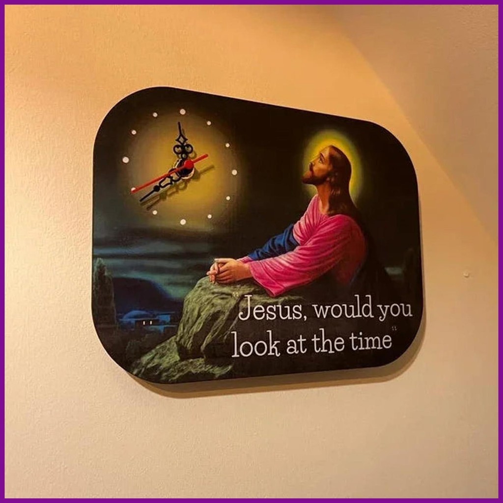 Jesus Look at the Time Clock Wooden Prayer Clock Jesus Wall Clock