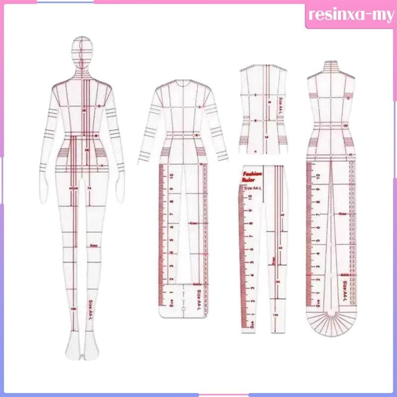 [ResinxaMY] 4 Pieces Clothing Design Drawing Ruler Drawing Patterns for ...
