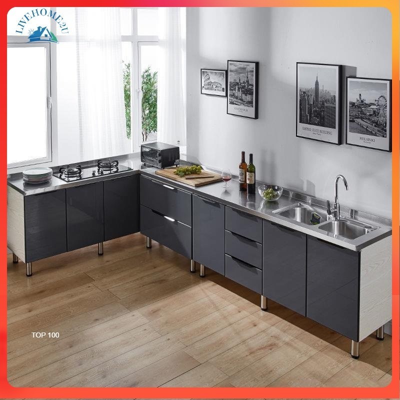 All-in-one Kitchen Cabinet Stainless Steel Kitchen Cabinet Combination ...