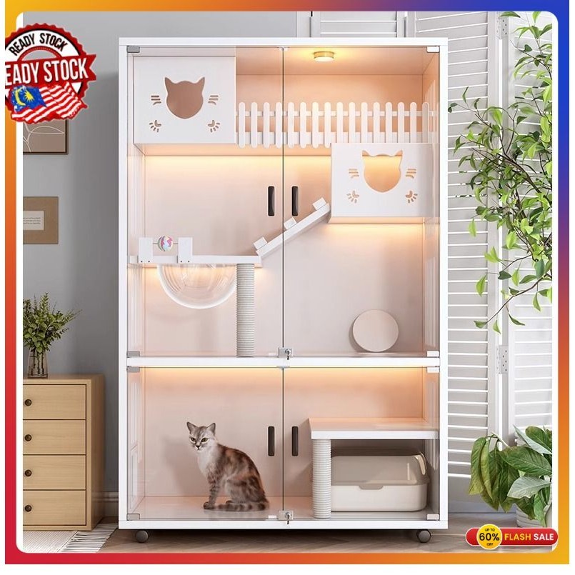 View of Sangkar Kucing Anak Kucing Glass Door Large Pet House villa wooded cat ...