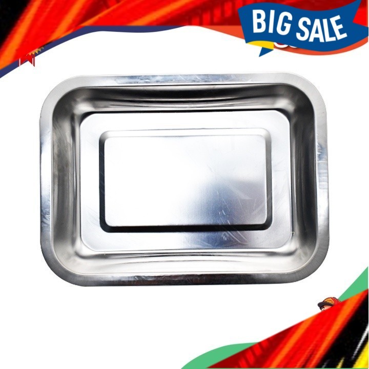 Bekas Tray Besi, Stainless Steel Rectangle Serving Tray (26.5cm x 19 ...