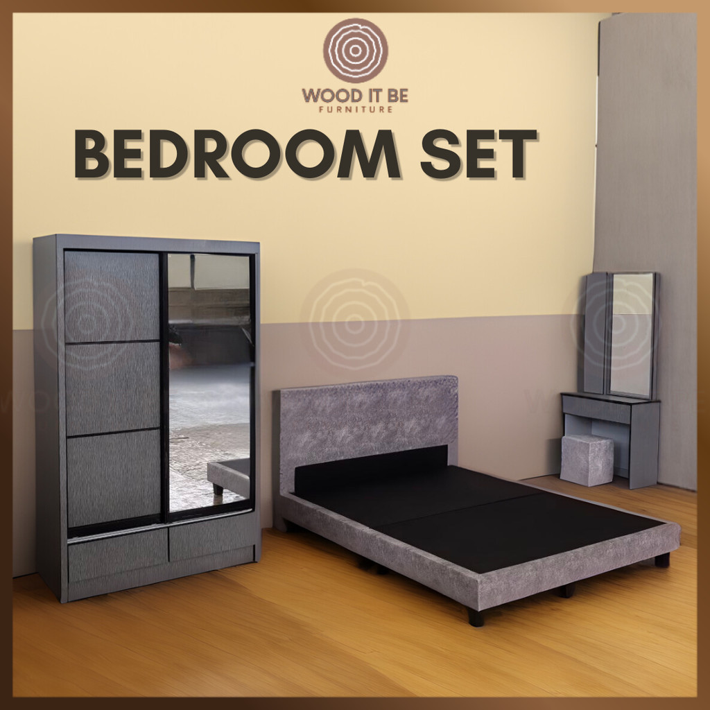 (Free Installation) Wooditbe Bedroom Set Queen Size Divan Bed Wardrobe ...
