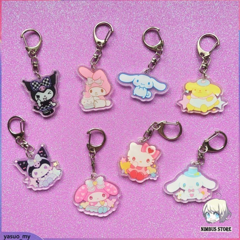 Sanrio Acrylic Keychain - Kuromi My Melody Hello Kitty Pompompurin 