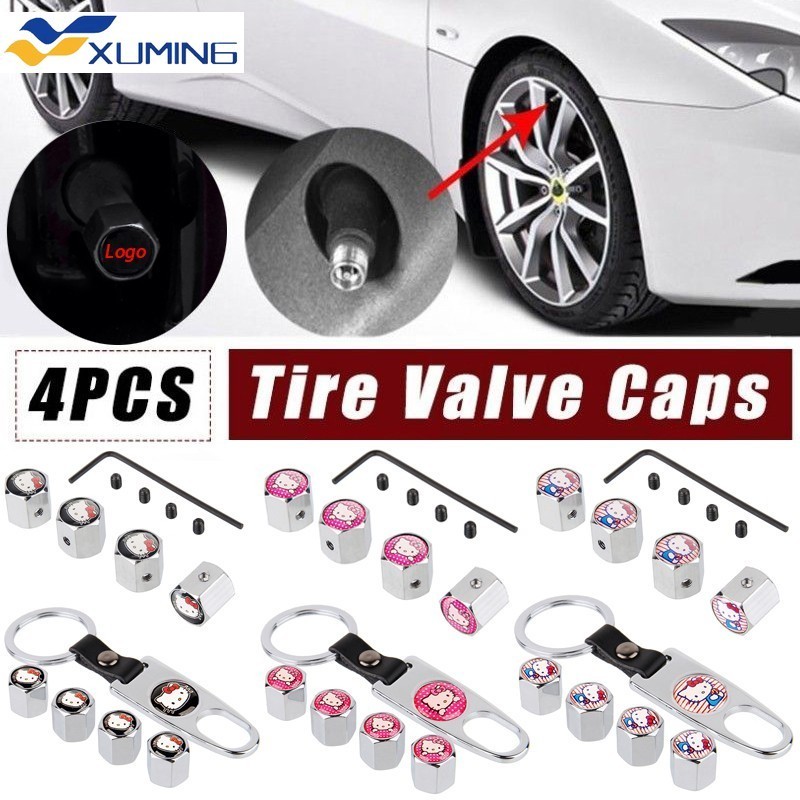 XM4pcs Hello Kitty Antitheft Car Tire Valve Stem Caps Tyre Wheel Air