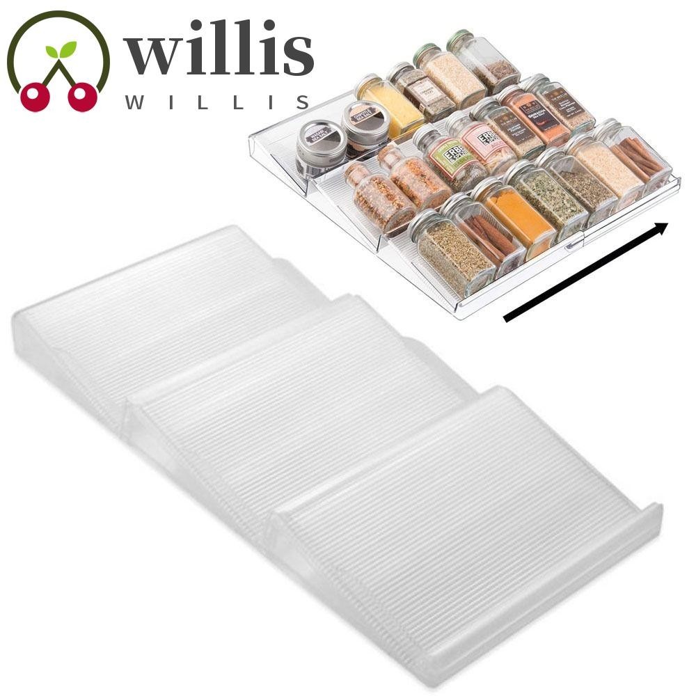 WILLIS Expandable Spice Rack, Plastic Slanted Kitchen Drawer Organizer