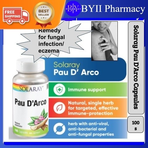 Solaray Pau D'Arco 100 capsules Natural Herb anti-bacterial/ fungal