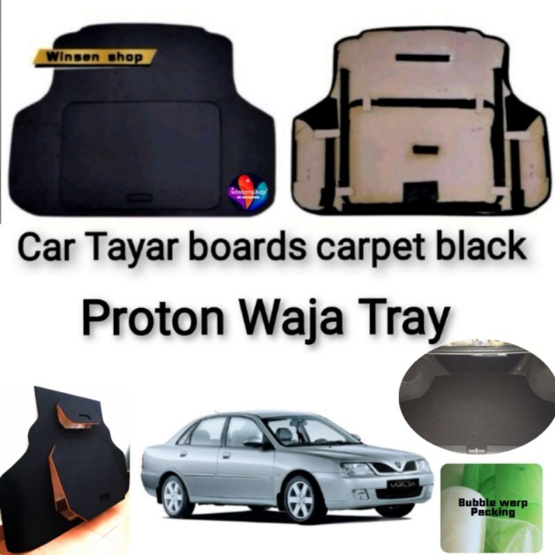 Proton Waja (waterproof/mdf board), colour(black/grey) rear bonet tayar ...