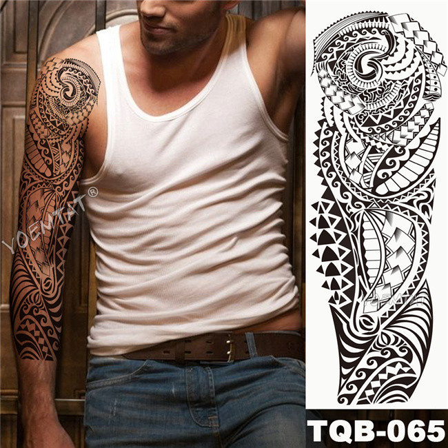Large Arm Sleeve Tattoo Owl Hands Clock Waterproof Temporary Tattoo ...