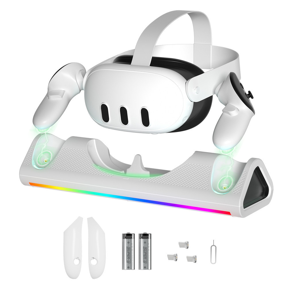 For Quest 3 VR Handle Charging Cradle VR Handle with RGB Light Charger ...