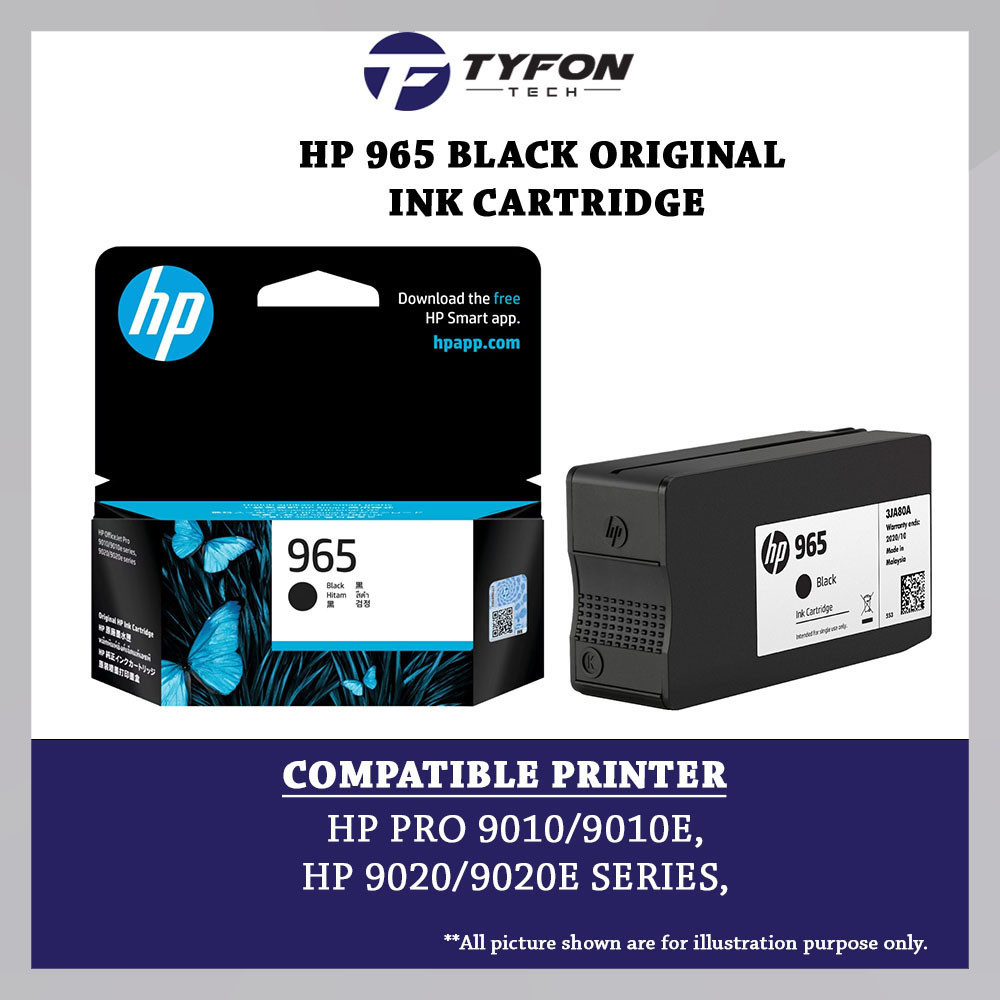HP 965 Black Original Ink Cartridge 3JA80AA For OfficeJet Pro 9010 ...