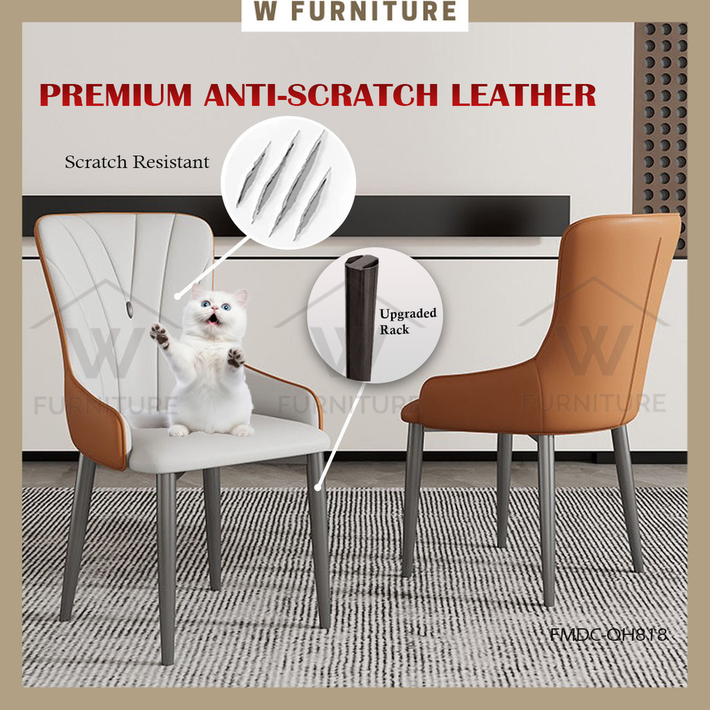 Wfurniture Premium Anti Scratch Leather Dining Chair Restaurant Chair Top Cafe Chair Kerusi Makan Premium Shopee Malaysia