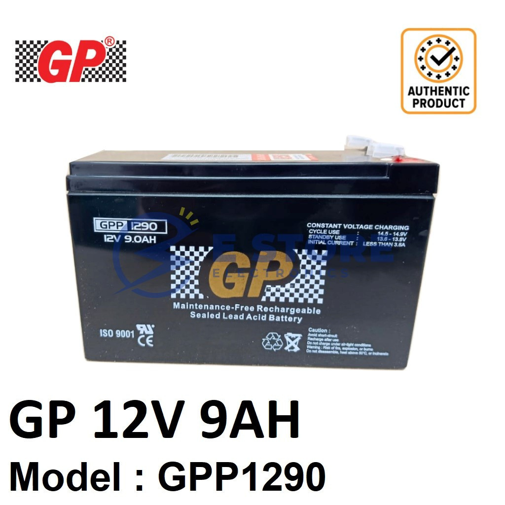 GENUINE GP 12V 9Ah Rechargeable Sealed Lead Acid Battery - GPP1290 ...