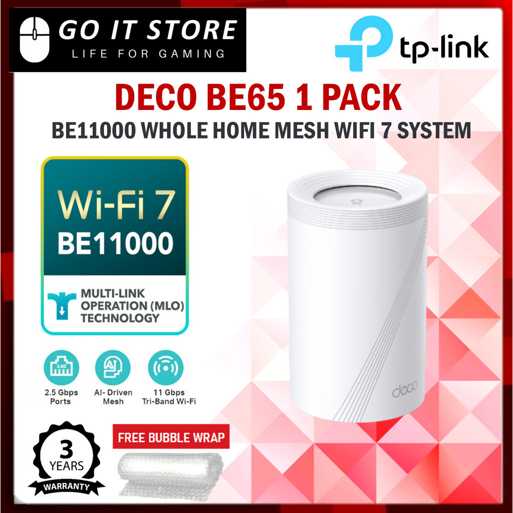 TP-LINK DECO BE65 BE11000 WHOLE HOME MESH WIFI 7 SYSTEM (1PACK / 2PACK ...