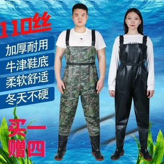 Thicken Full Body Suit One-Piece Zip Hat Wader Waterproof Fishing