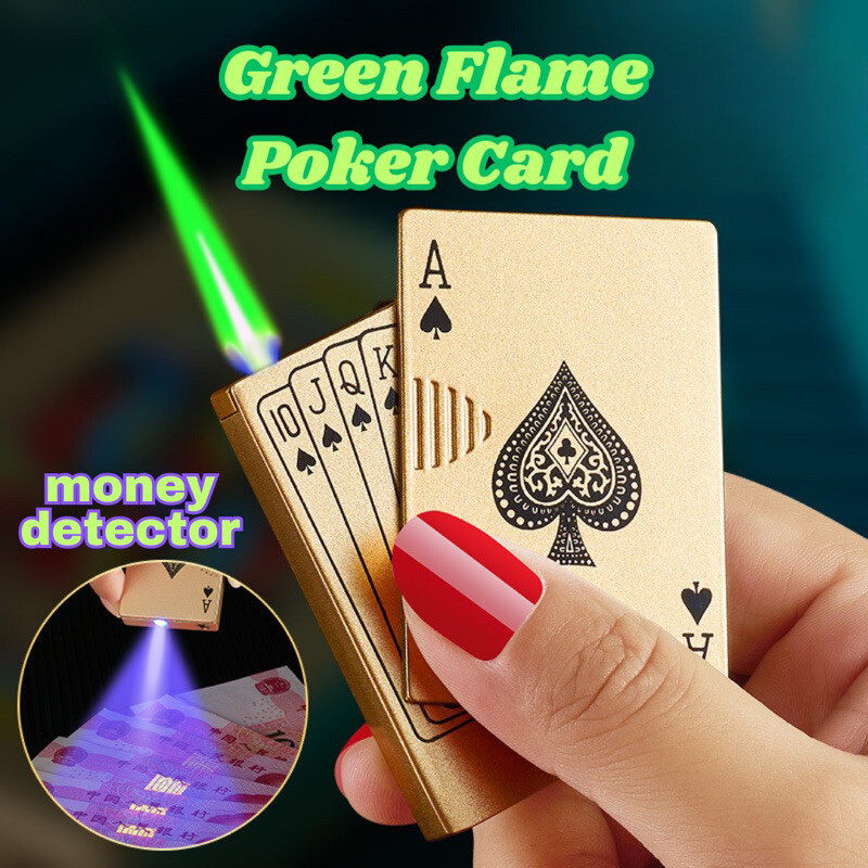 Creative Poker with Money Detector Light Green Flame Metal Inflatable ...
