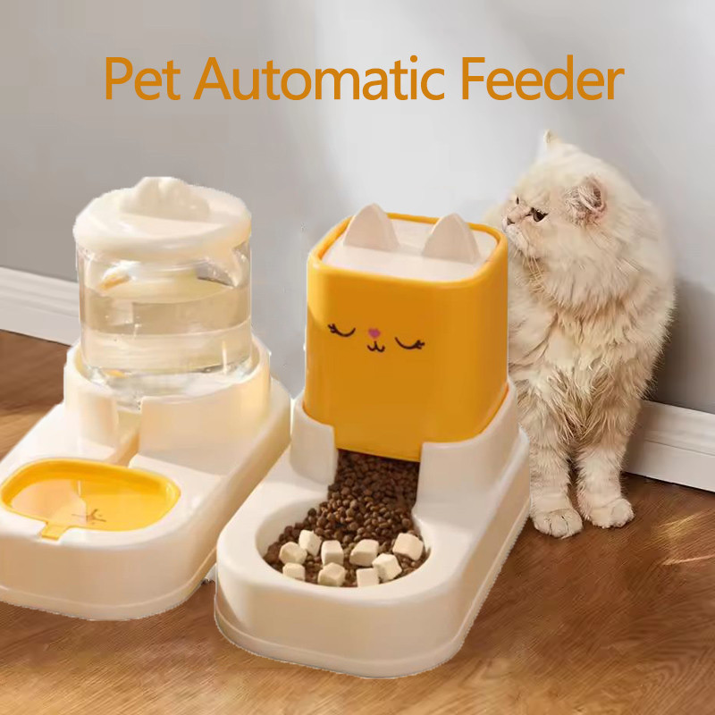 2 in 1 Pet Automatic Feeder Cat Dog Food Waterdispenser Large Capacity Cartoon Kitten Design Bekas Makanan Kucing Shopee Malaysia