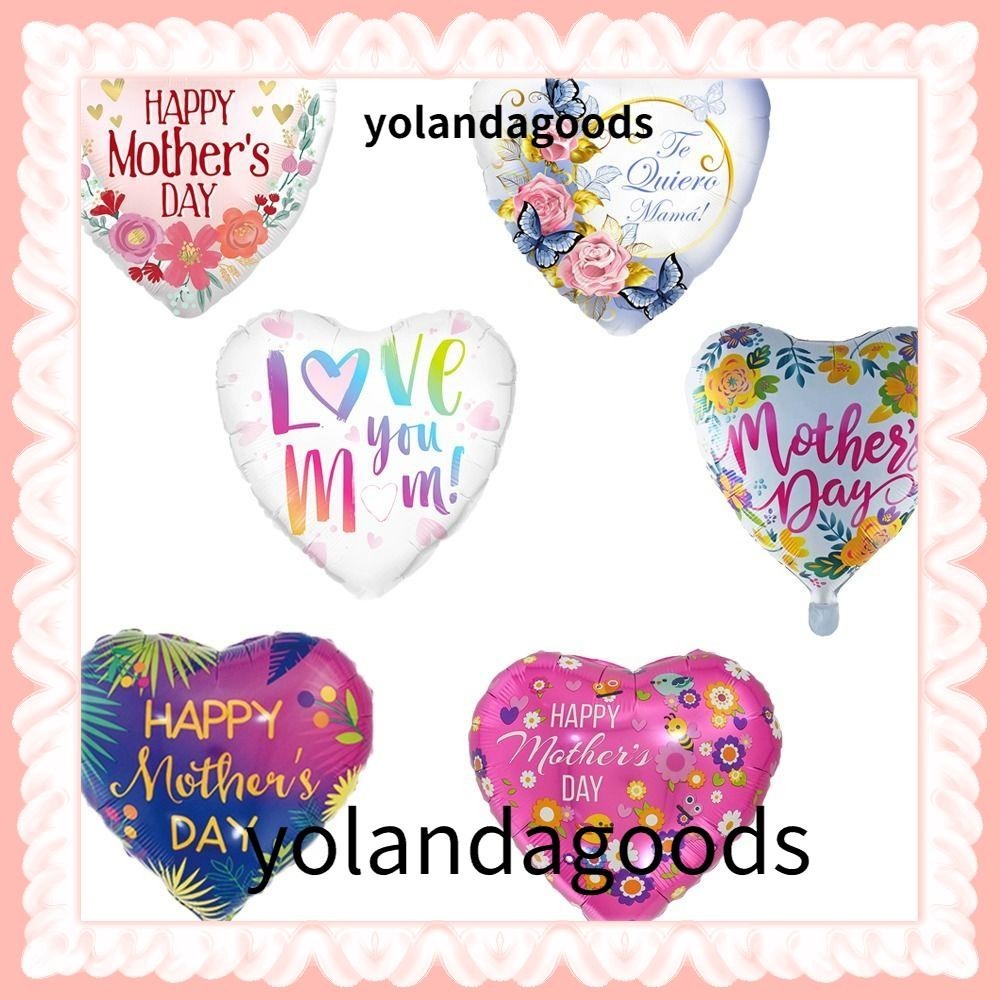 Yolan 10pcsset Heart Shape Balloon I Love You Fashion Printed 18 Inch Mothers Day Balloons