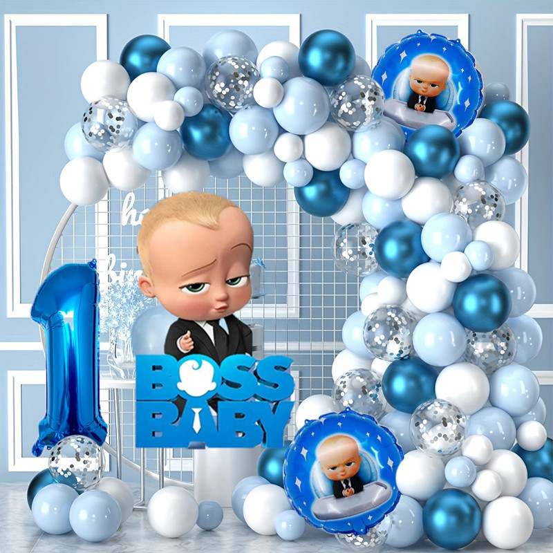 Boss Baby balloon Theme blue birthday decoration set Arch Kit Birthday ...