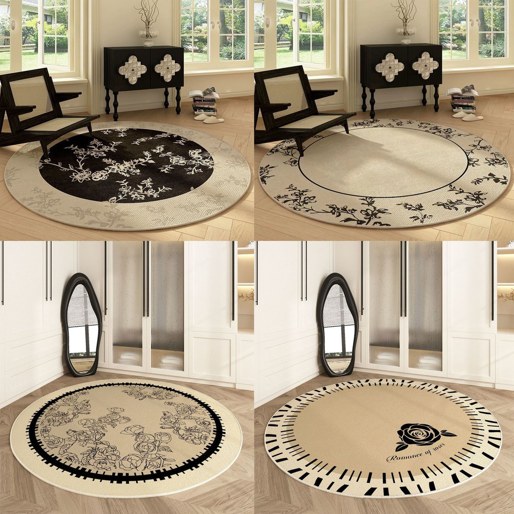 French Round Carpet Living Room Retro Floor Mat Room Bedside Blanket ...