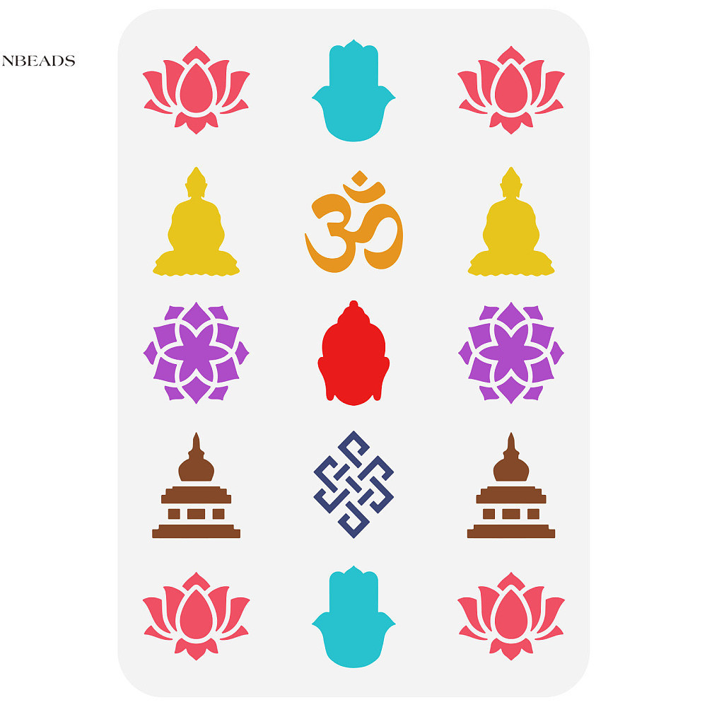 1pc Buddhism Buddha Pattern Stencil 21x29.7cm Reusable Plastic ...