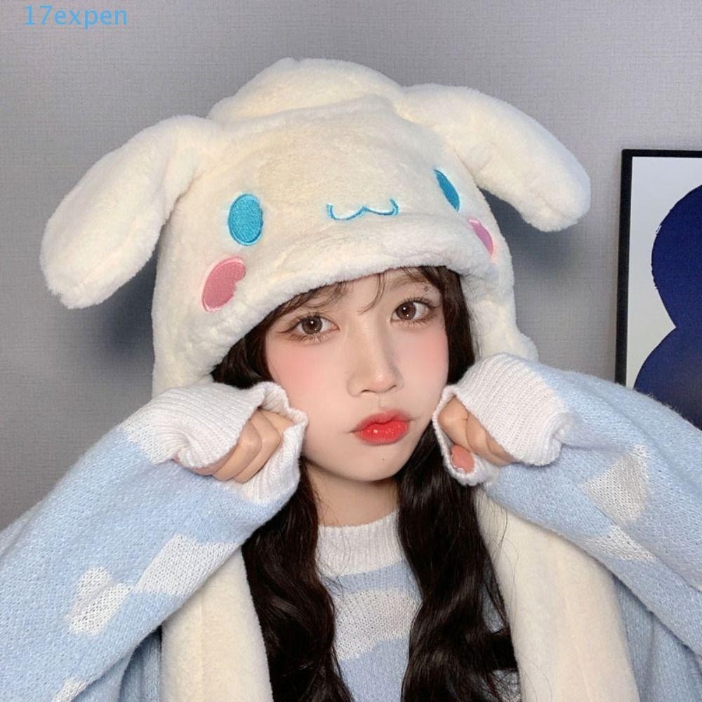 EXPEN Bunny Ear Move Glowing Hat, Hand Pinch Cinnamoroll Jumping Up Cap ...