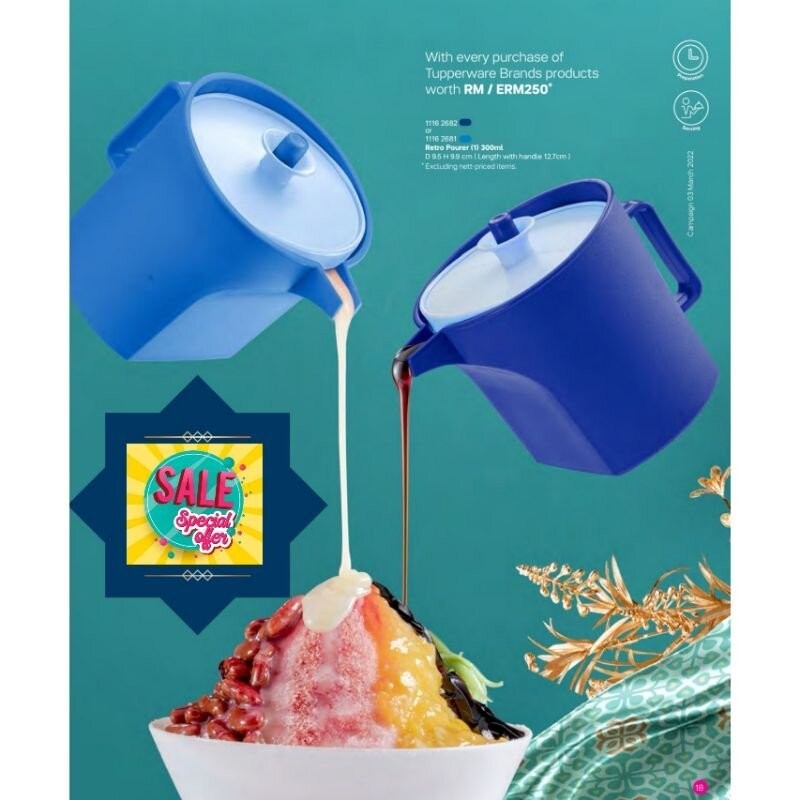 Tupperware Retro Pourer ( 1PC ) 300ml ( Dark Blue / Light Blue / Purple ...