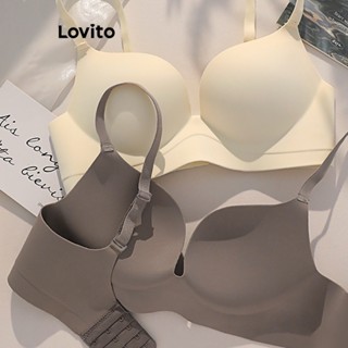 Lovito Plus Size Curve Casual Plain Softness Front Close Non-removable Pads  Bra L31ED025 (Black/Apricot/Red/Grey Pink/Rose Red)