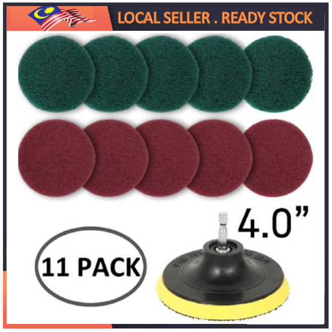11Pcs Scouring Pad 4 Inch Drill Brush Bit Set Angle Grinder Attachment ...