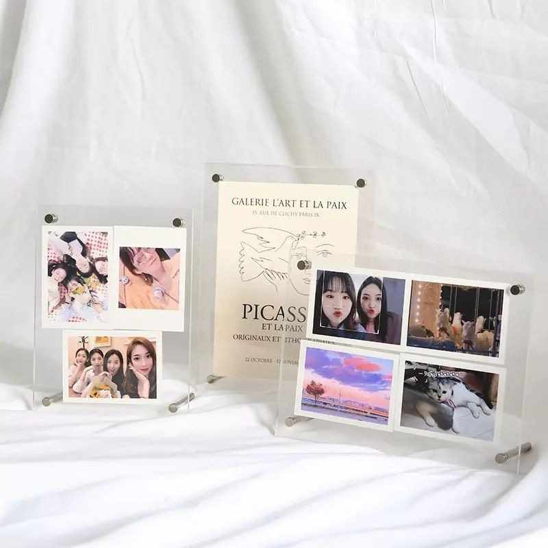 Acrylic photo frame with mica table in stainless steel legs | Shopee ...