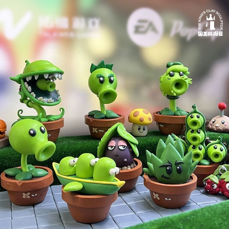 Plant vs. Zombie PVZ Soft Pottery Hand-made Expression Flower Pot ...