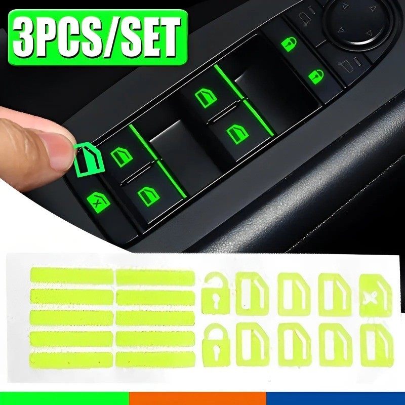 Car luminous button sticker, window lifting switch sticker, luminous ...