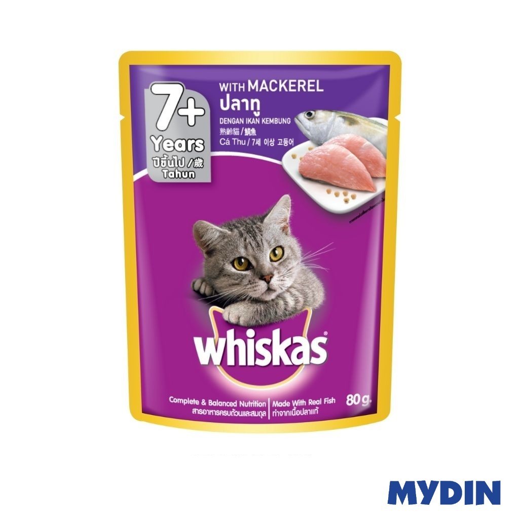 Whiskas Cat Food Wet Senior Mackerel (80g) | Shopee Malaysia