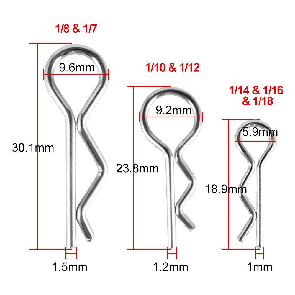 50PCS/100PCS RC Body Clips 9IMOD 50pcs Metal R Buckles for 1/7 1/8 1/10 ...