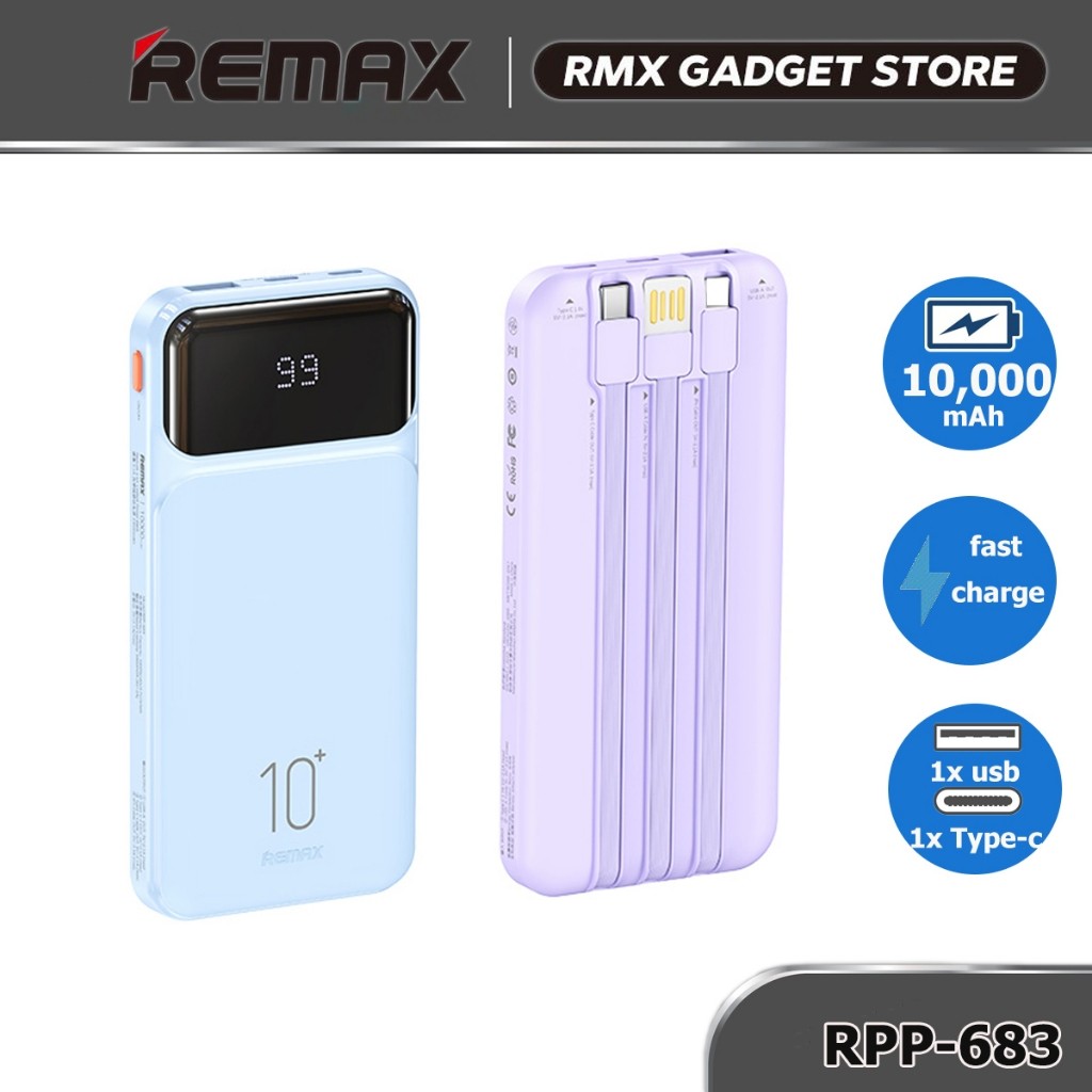Remax 10000mAh PowerBank with Built in Cable for Multiple Devices RPP ...