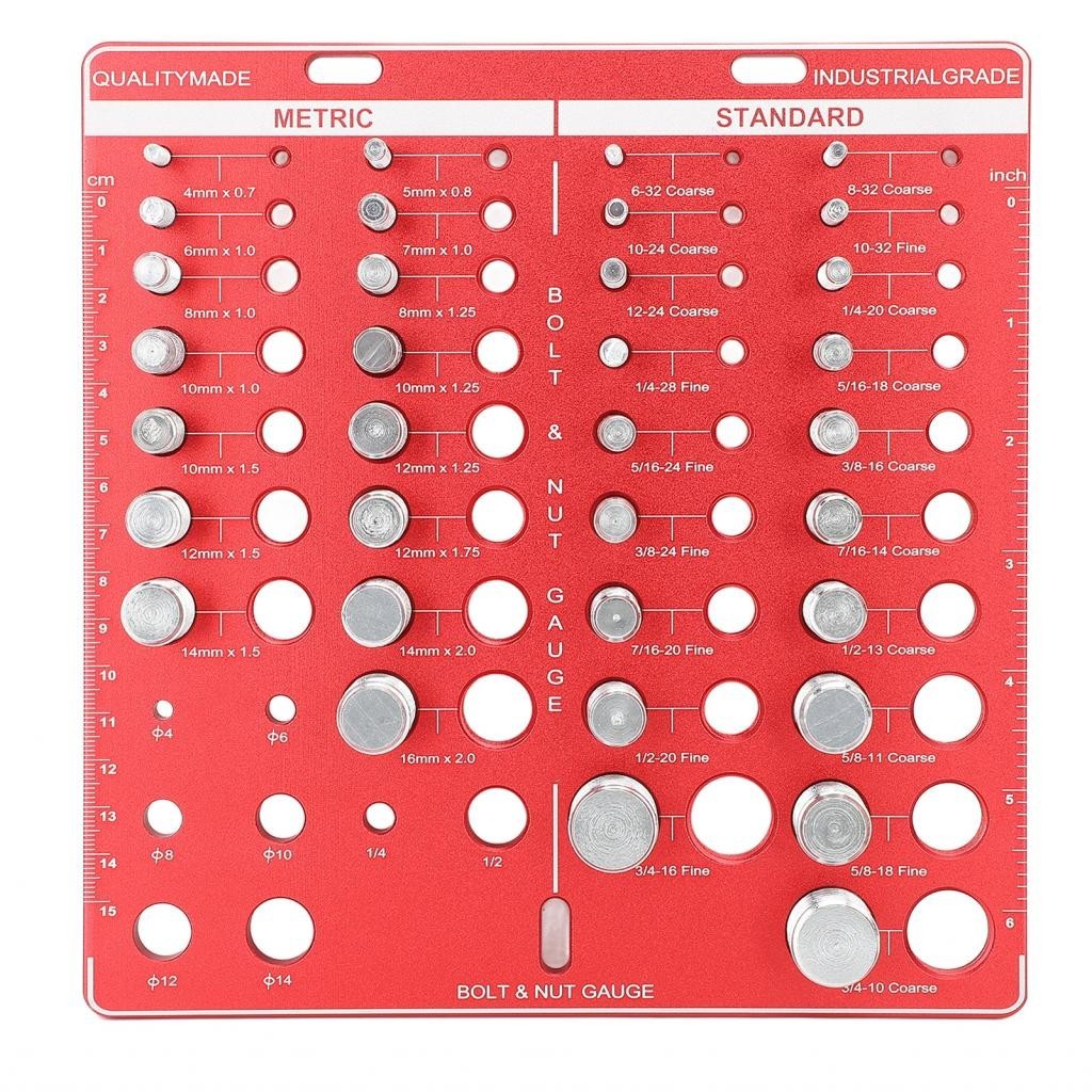 Dilwe 34PCS Screw Nut And Bolt Thread Checker Measuring Tool Identifier