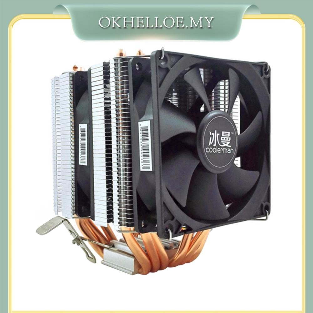 6 Heat Pipe Cooling Office CPU Cooler Fan 4 Pin PWM Silent Radiator ...