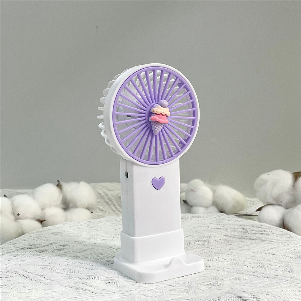 Intr Desktop Handheld 2-in-1 Mini Fan Mobile Phone Holder Cute Fruit 